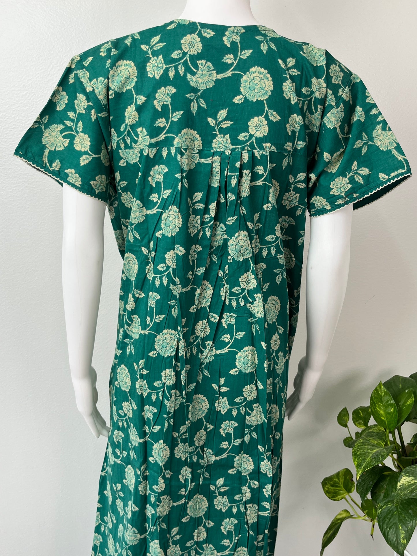 Green Pure Cotton Nightgown for Women