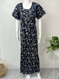 Navy Blue Pure Cotton Nighty Comfortable & Elegant
