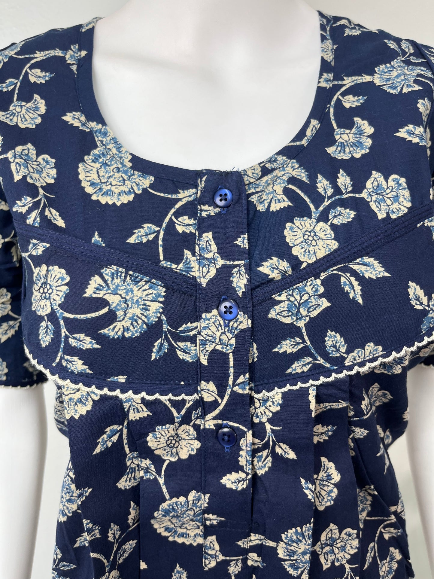 Navy Blue Pure Cotton Nighty Comfortable & Elegant