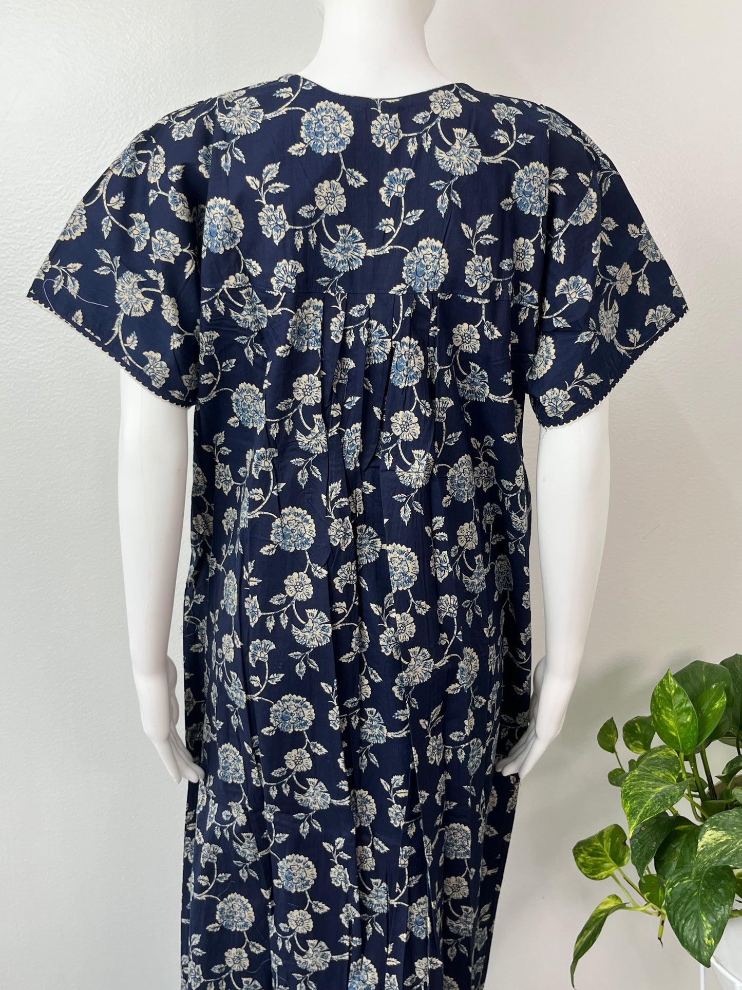 Navy Blue Pure Cotton Nighty Comfortable & Elegant