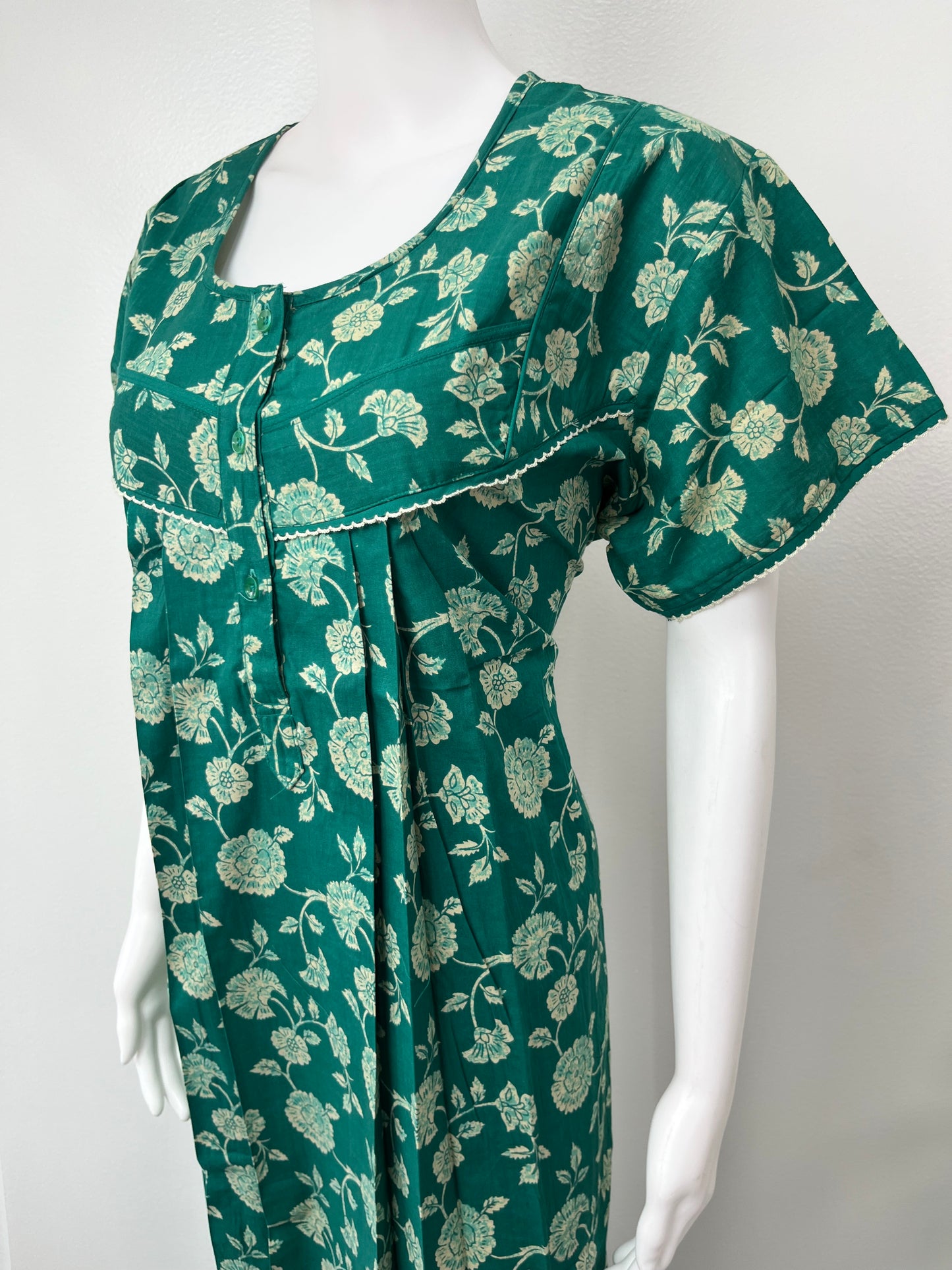 Green Pure Cotton Nightgown for Women