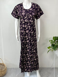 Purple 100% Cotton Pleated Women's Nighty