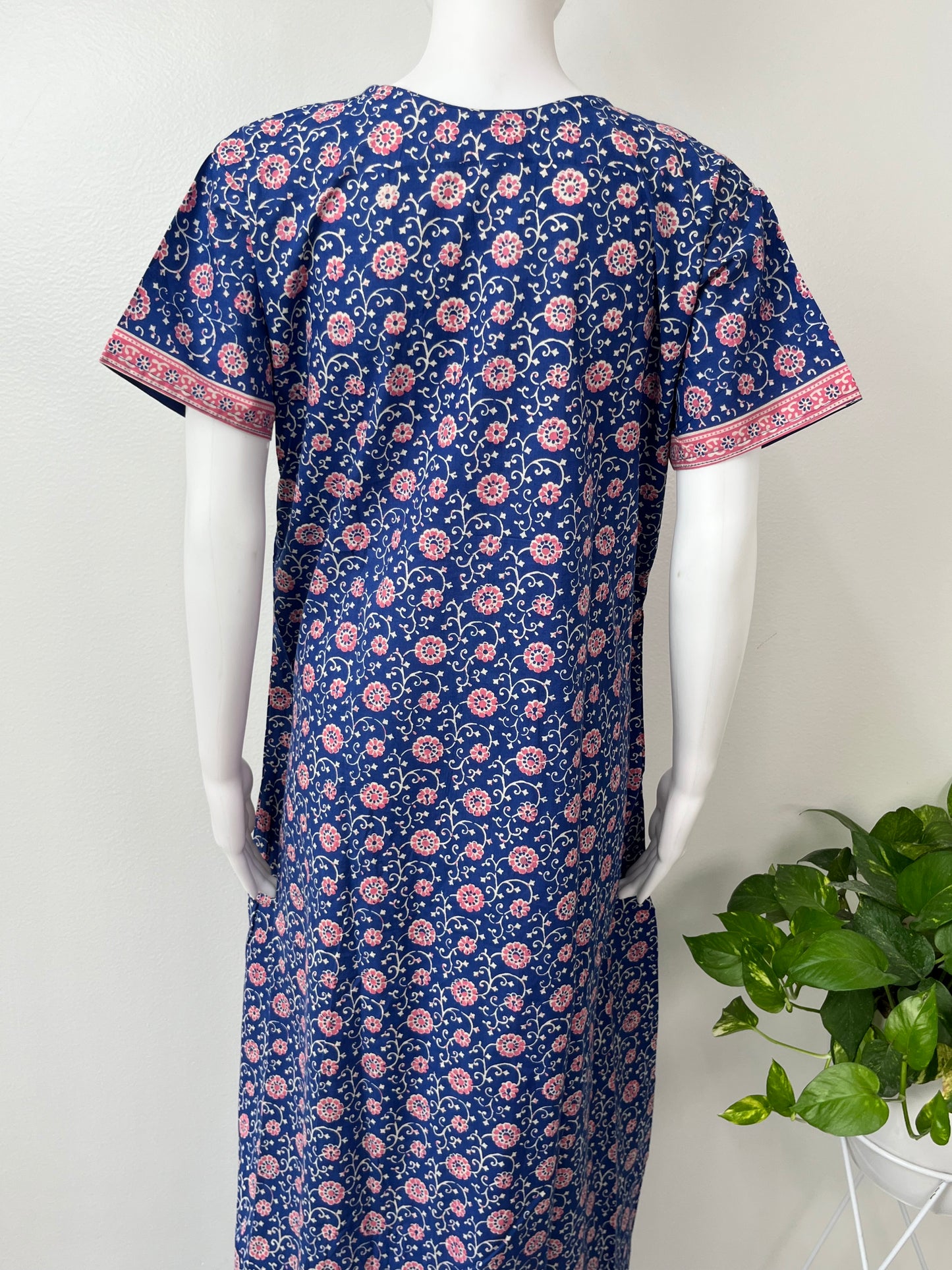 Royal Blue 100% Cotton Nighty Comfortable & Elegant