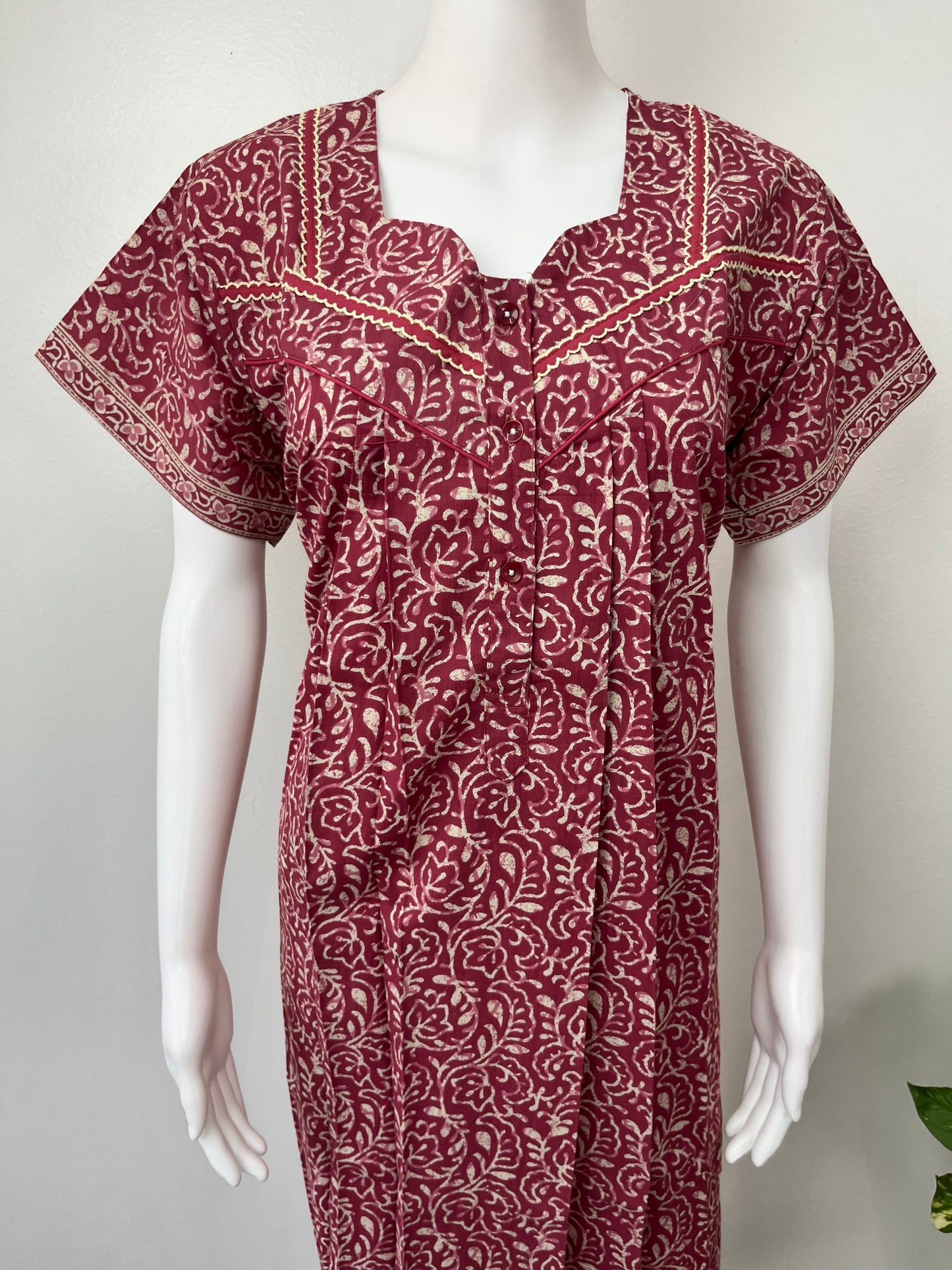 Maroon Pure Cotton Nightgown