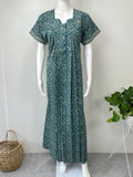 Teal Blue Pure Cotton Nightgown for Women