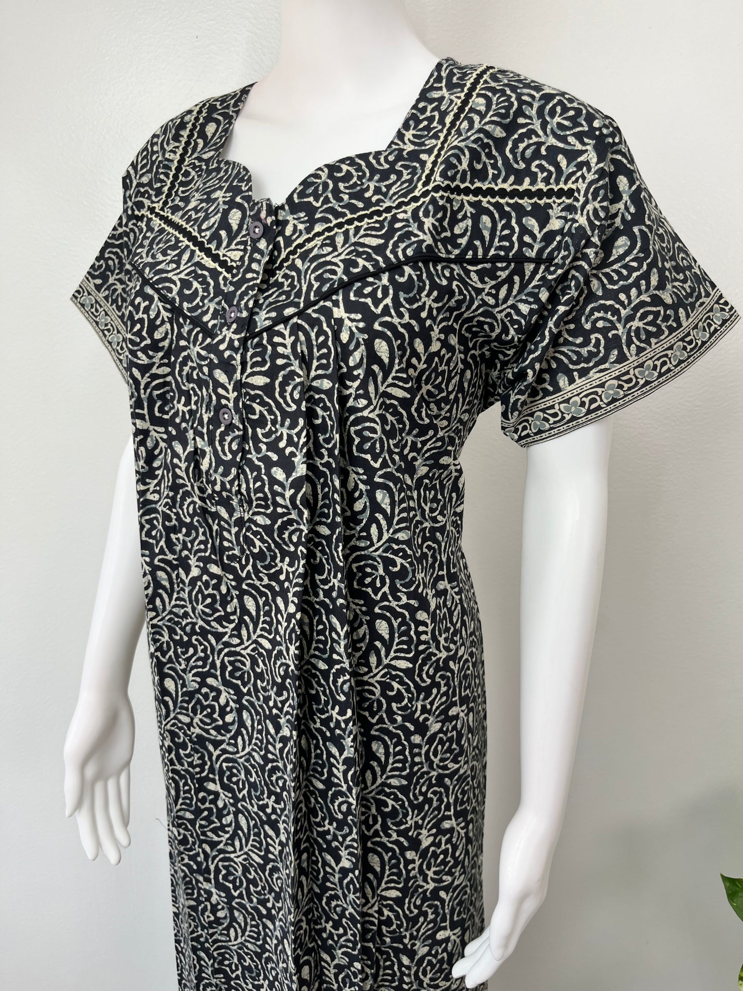 Black 100% Cotton Nighty Comfortable & Breathable