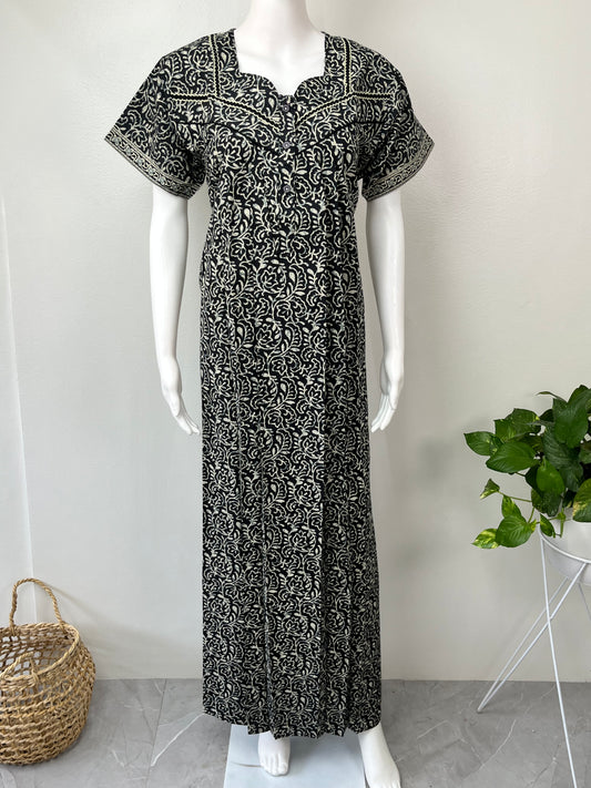 Black 100% Cotton Nighty Comfortable & Breathable