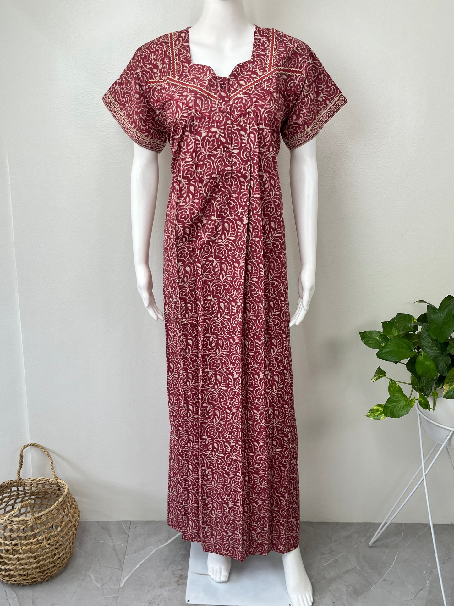 Maroon Pure Cotton Nightgown