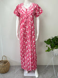 Pink Floral Printed 100% Cotton Nightgown