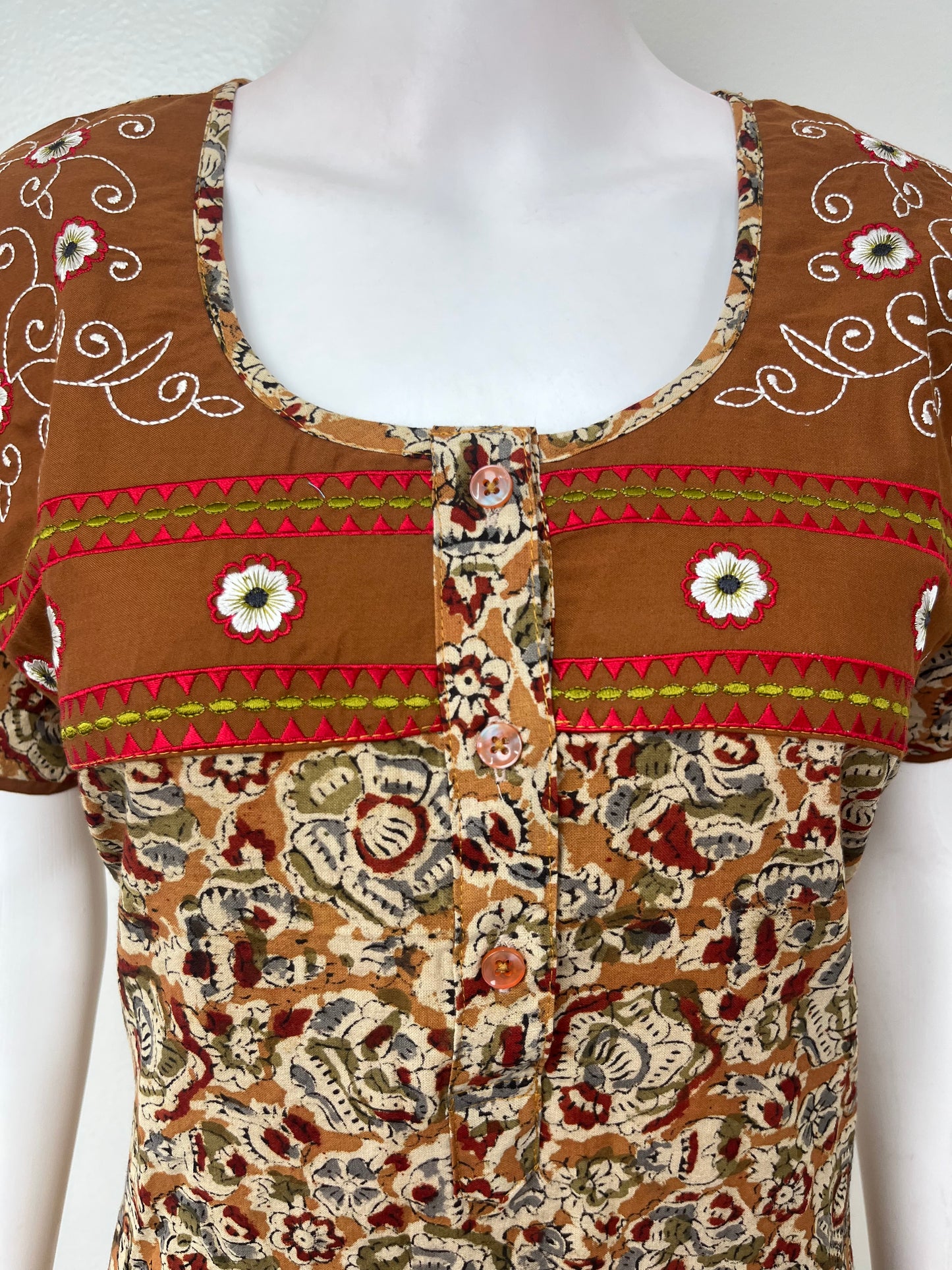 Mustard Pure Kalamkari Cotton Nightgown Soft & Comfortable
