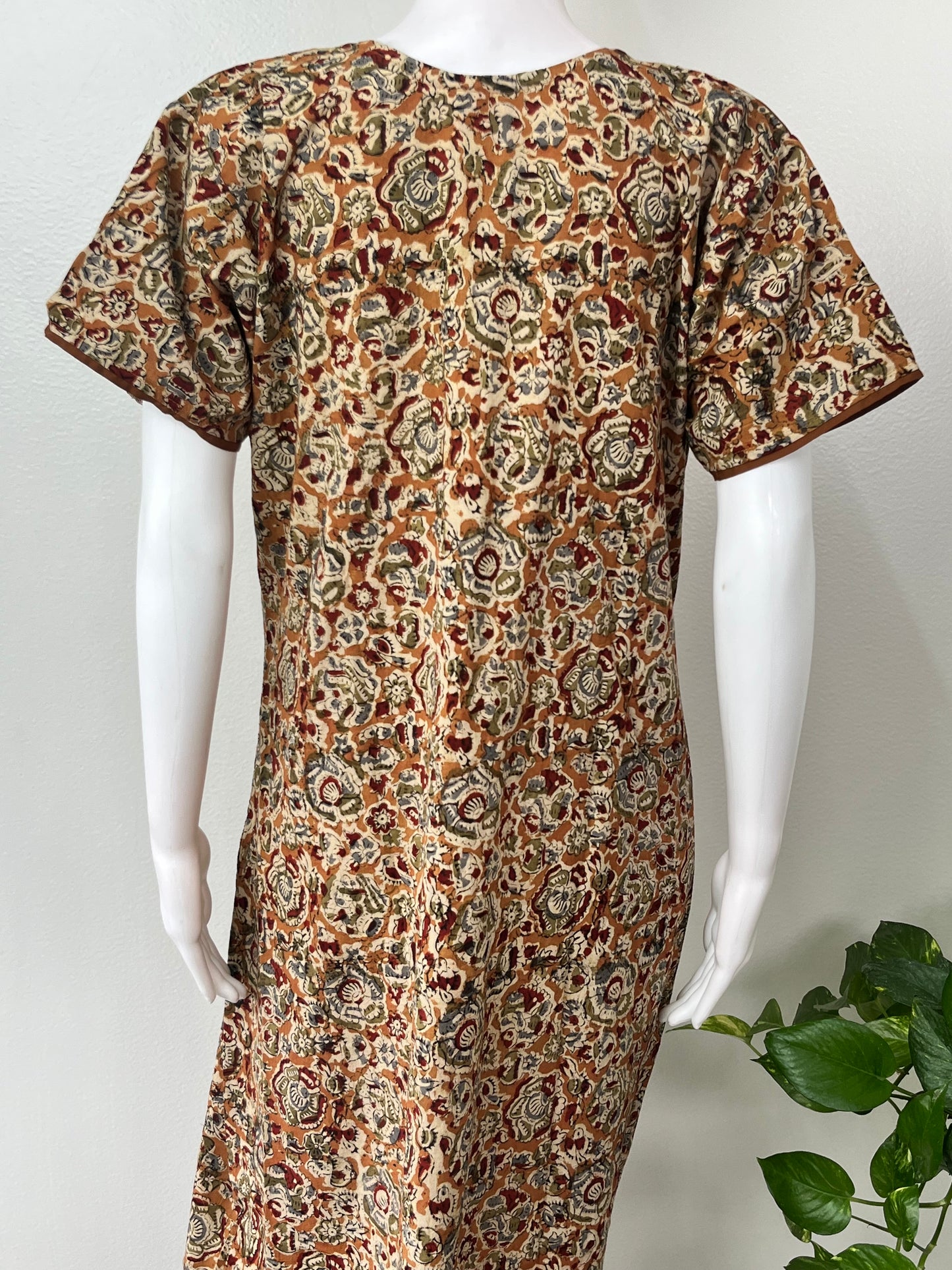 Mustard Pure Kalamkari Cotton Nightgown Soft & Comfortable