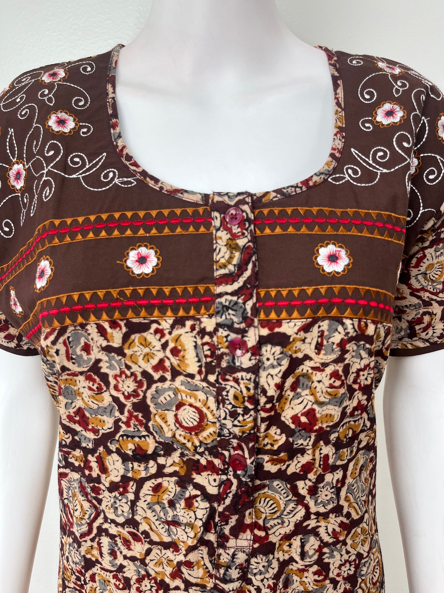 Coffee Kalamkari Pure Cotton Women's Nighty