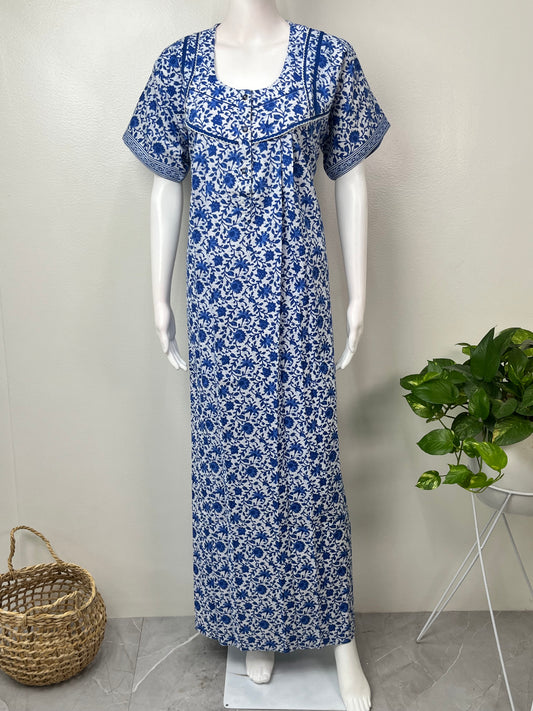 Royal Pleated Pure Cotton Women's Nightgown