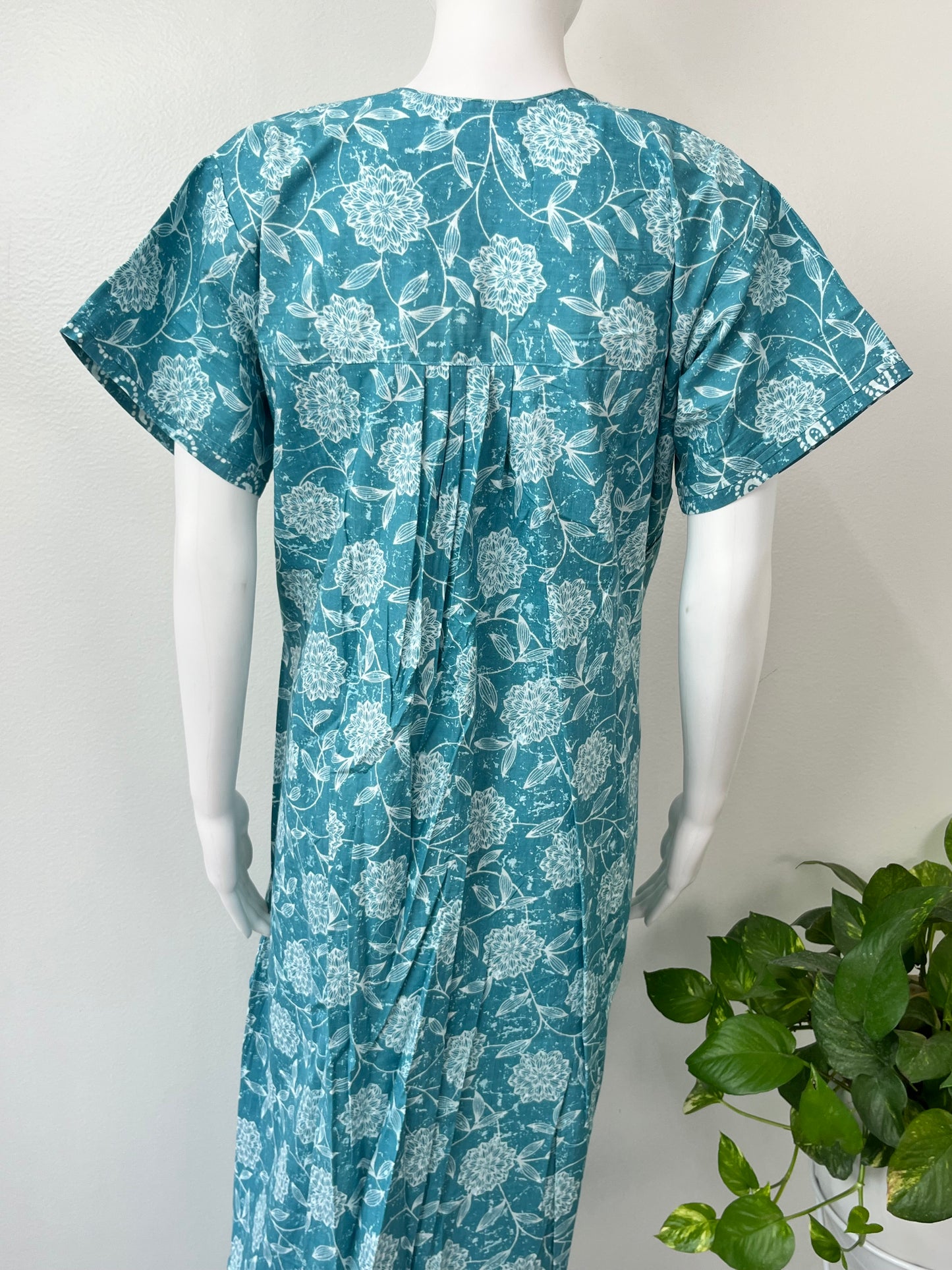 Blue Printed 100% Cotton Nightgown
