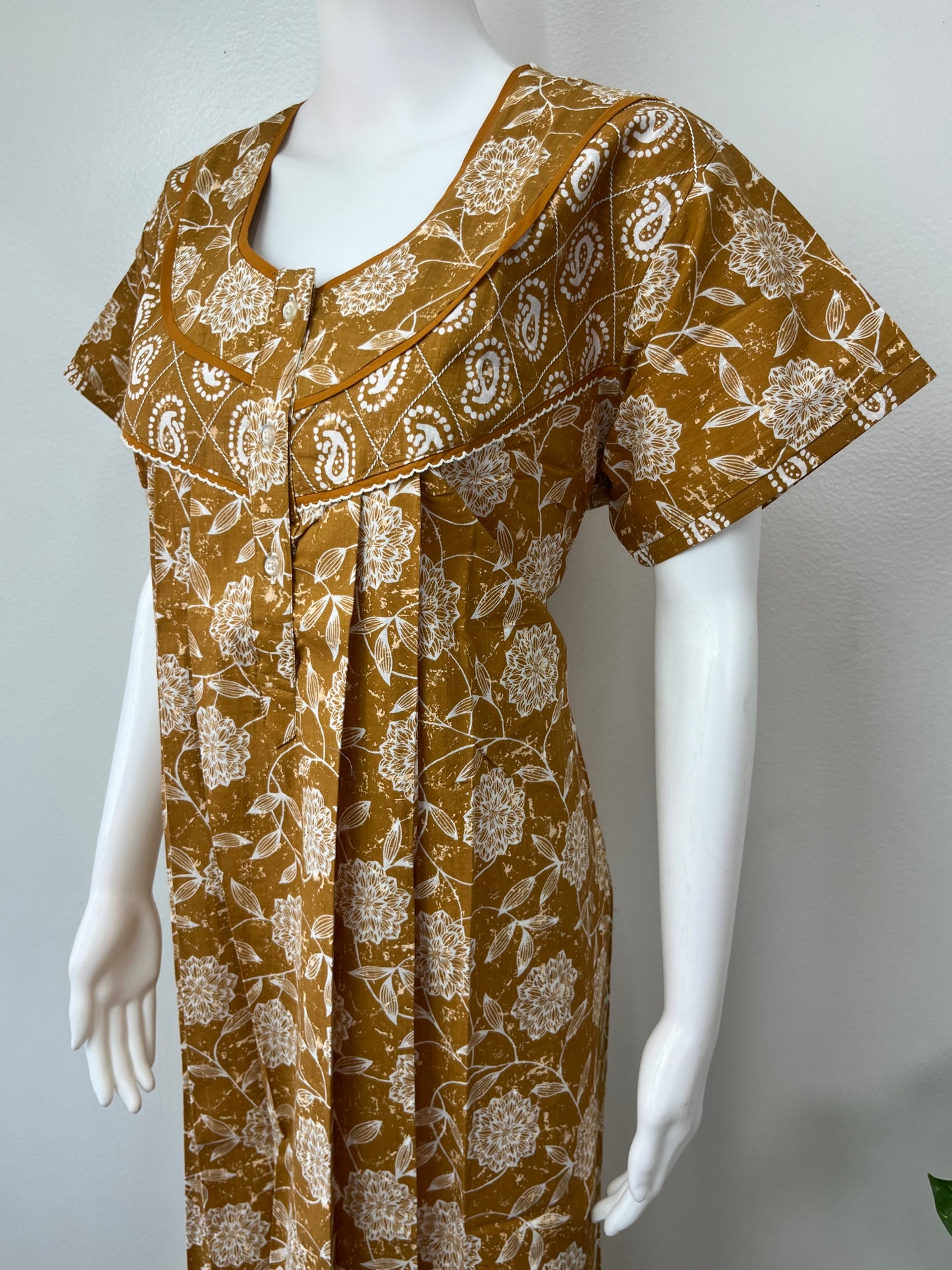 Golden Pure Cotton Nightgown Soft & Comfortable