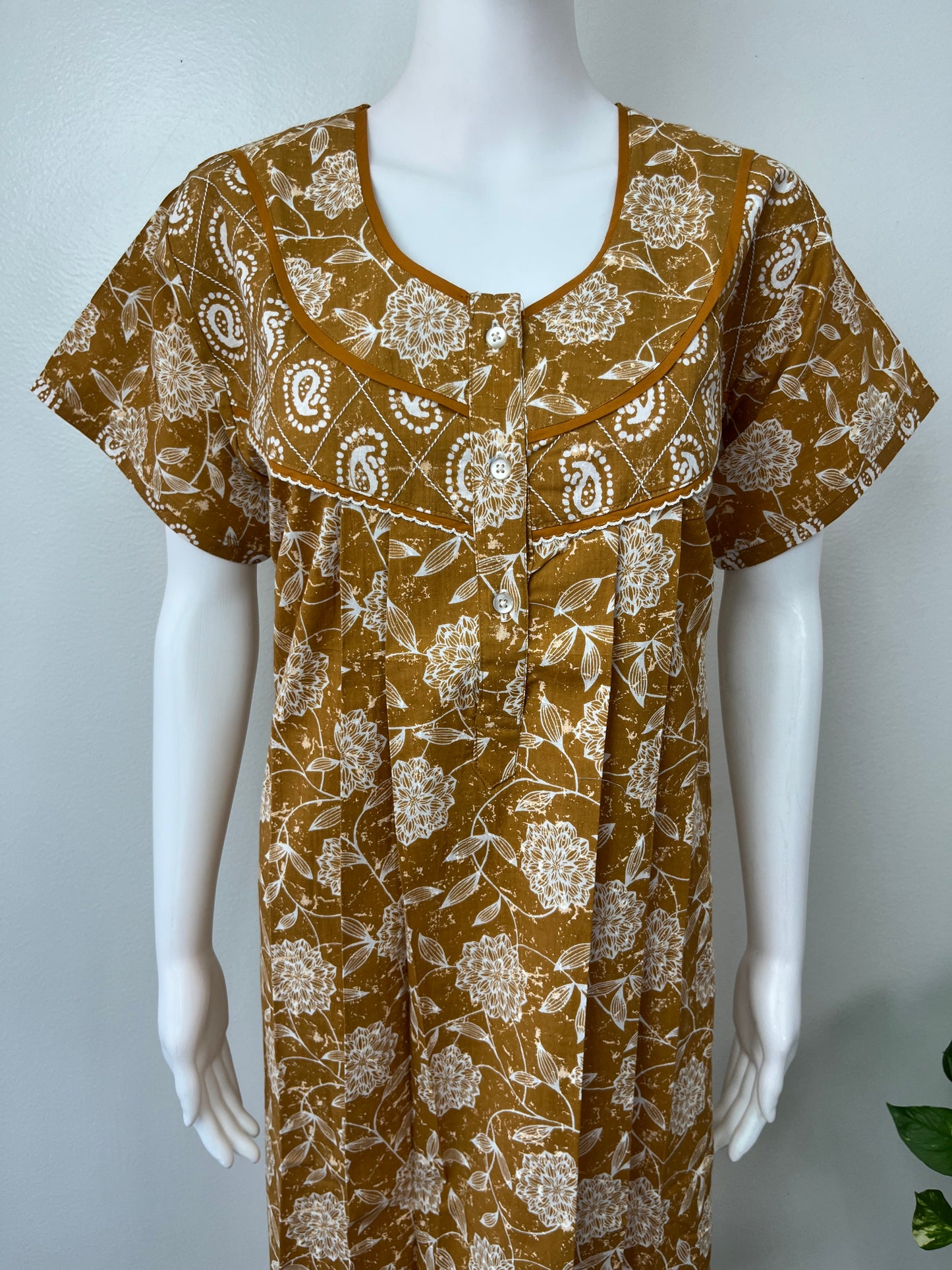 Golden Pure Cotton Nightgown Soft & Comfortable