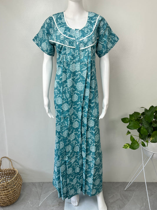 Blue Printed 100% Cotton Nightgown