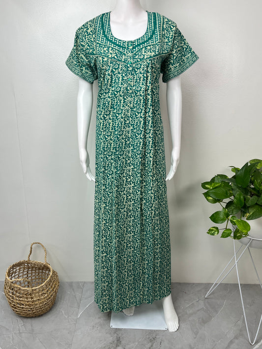 Sea Green Pure Cotton Nighty Elegant & Comfortable