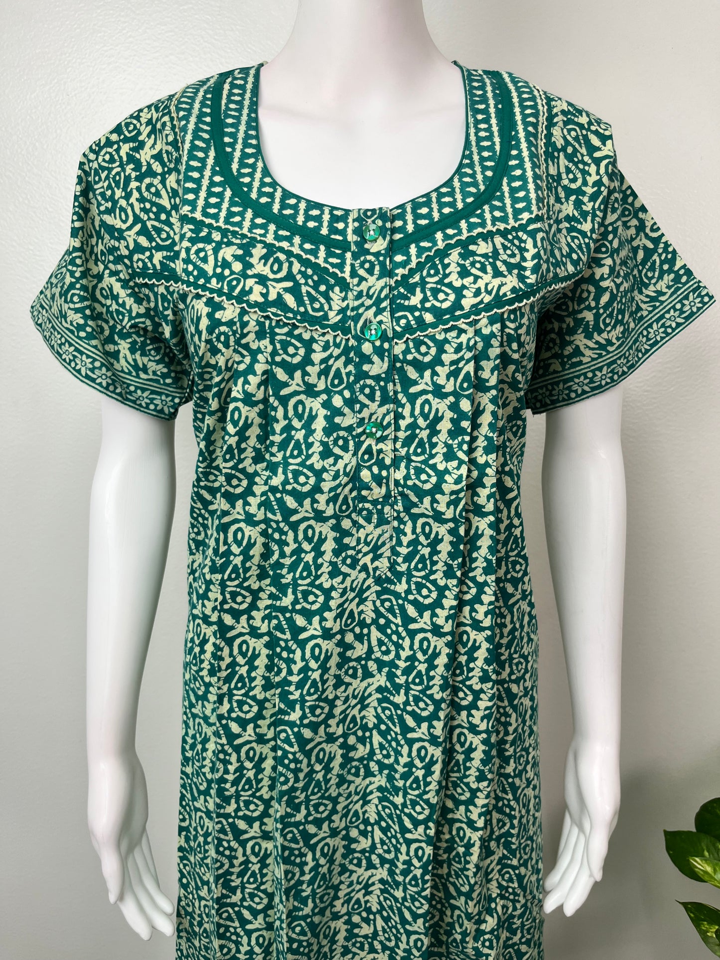 Sea Green Pure Cotton Nighty Elegant & Comfortable