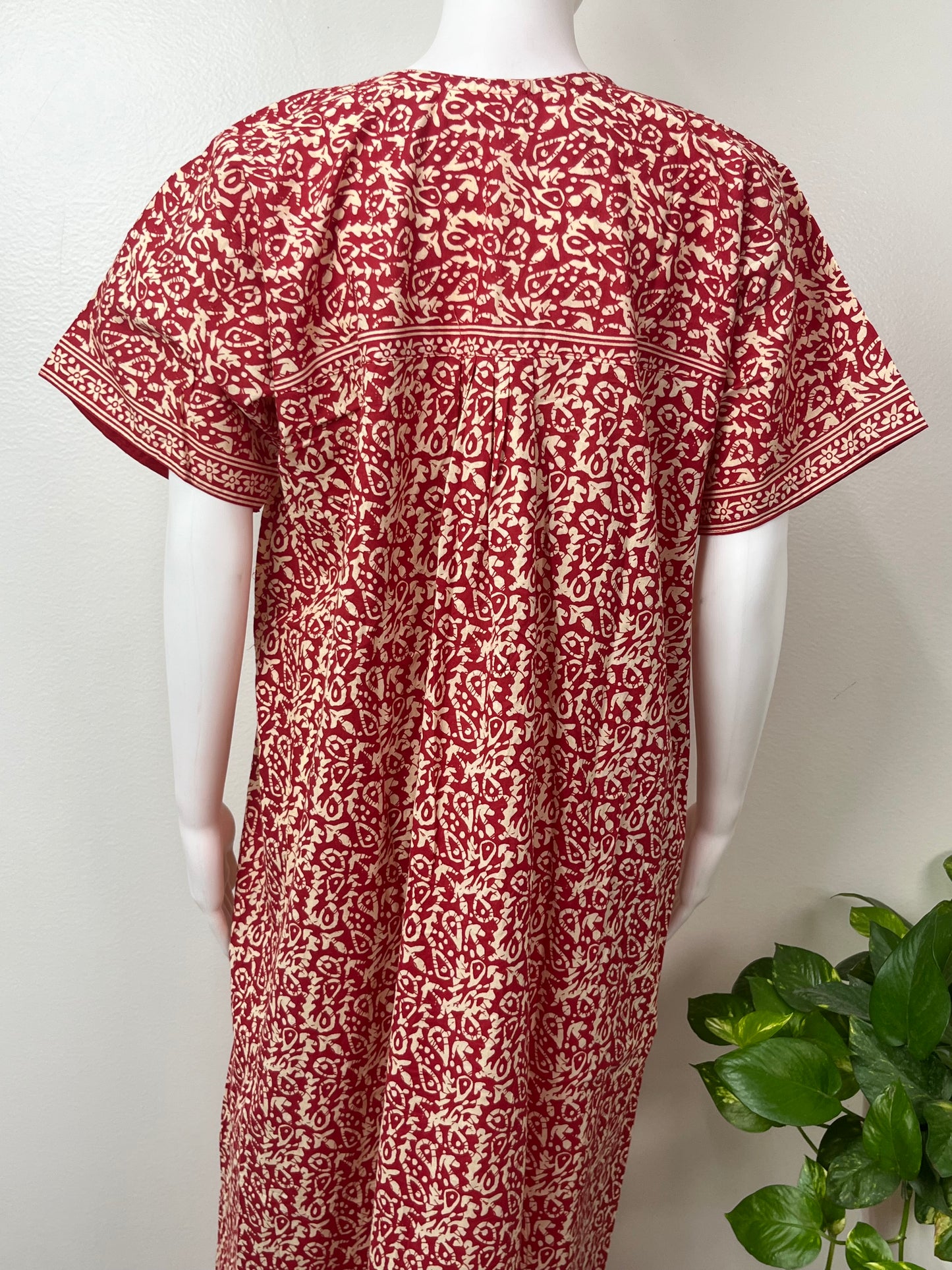Red Pure Cotton Nightgown Soft & Comfortable