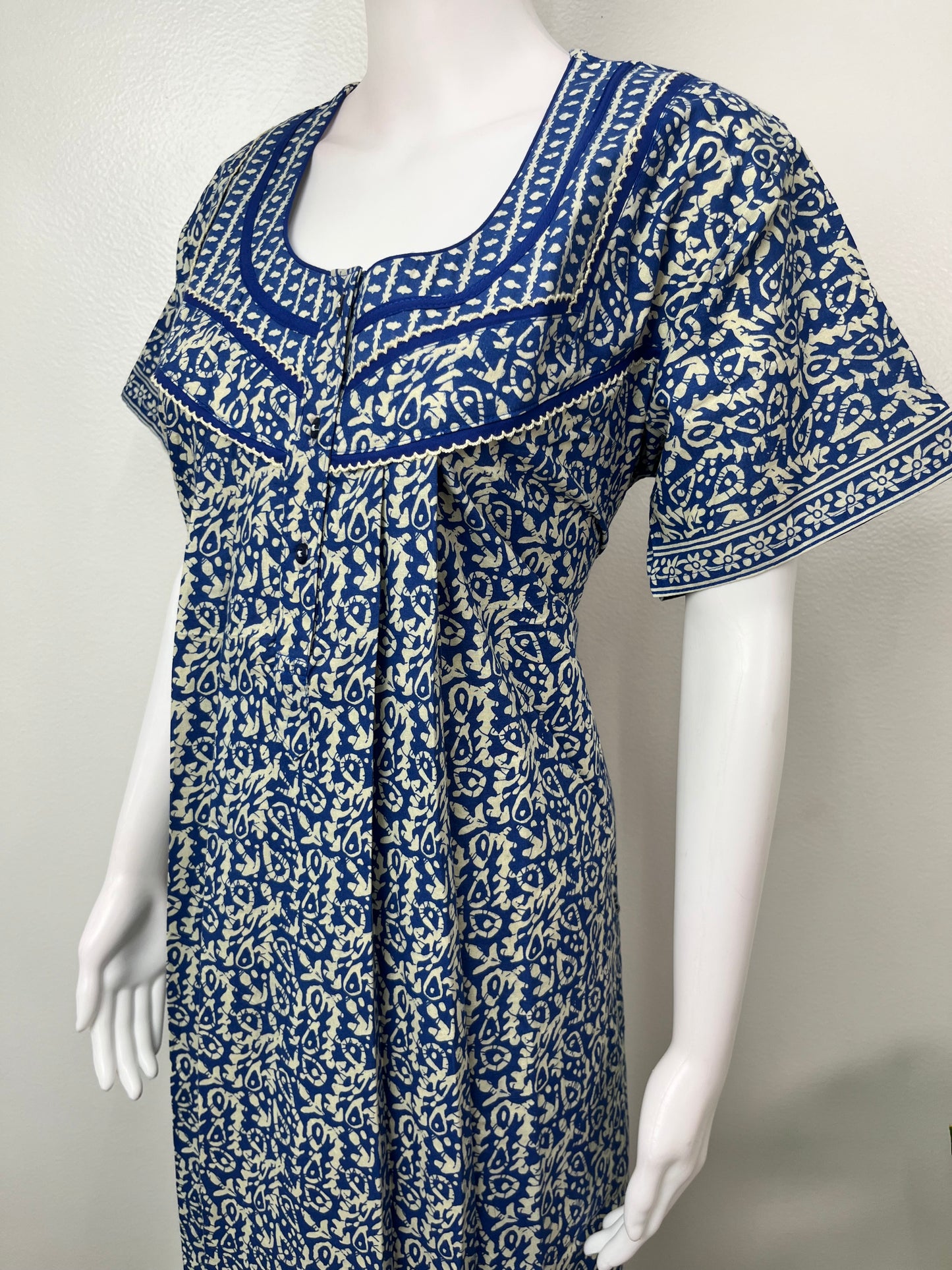 Navy Blue Pure Cotton Nighty for Women