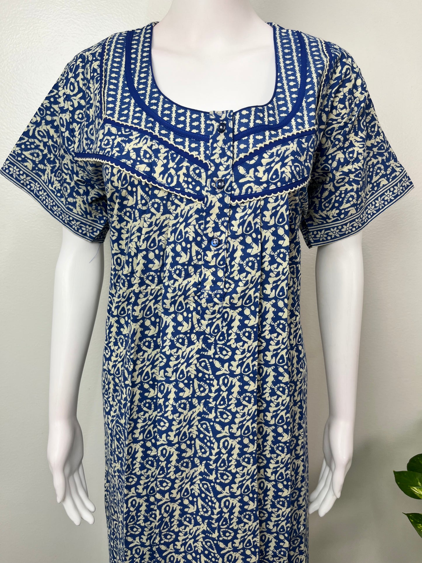 Navy Blue Pure Cotton Nighty for Women