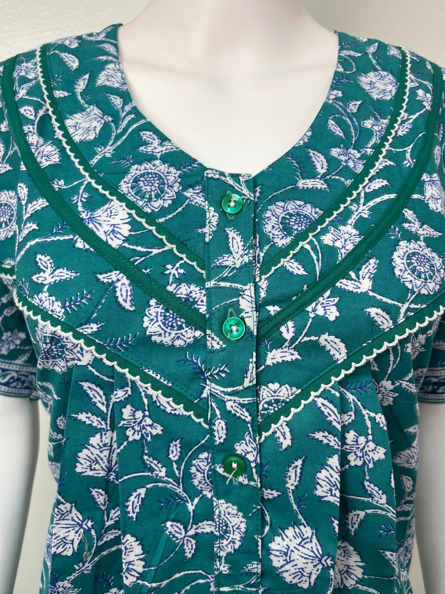 Teal Blue 100% Cotton Nightgown for Women