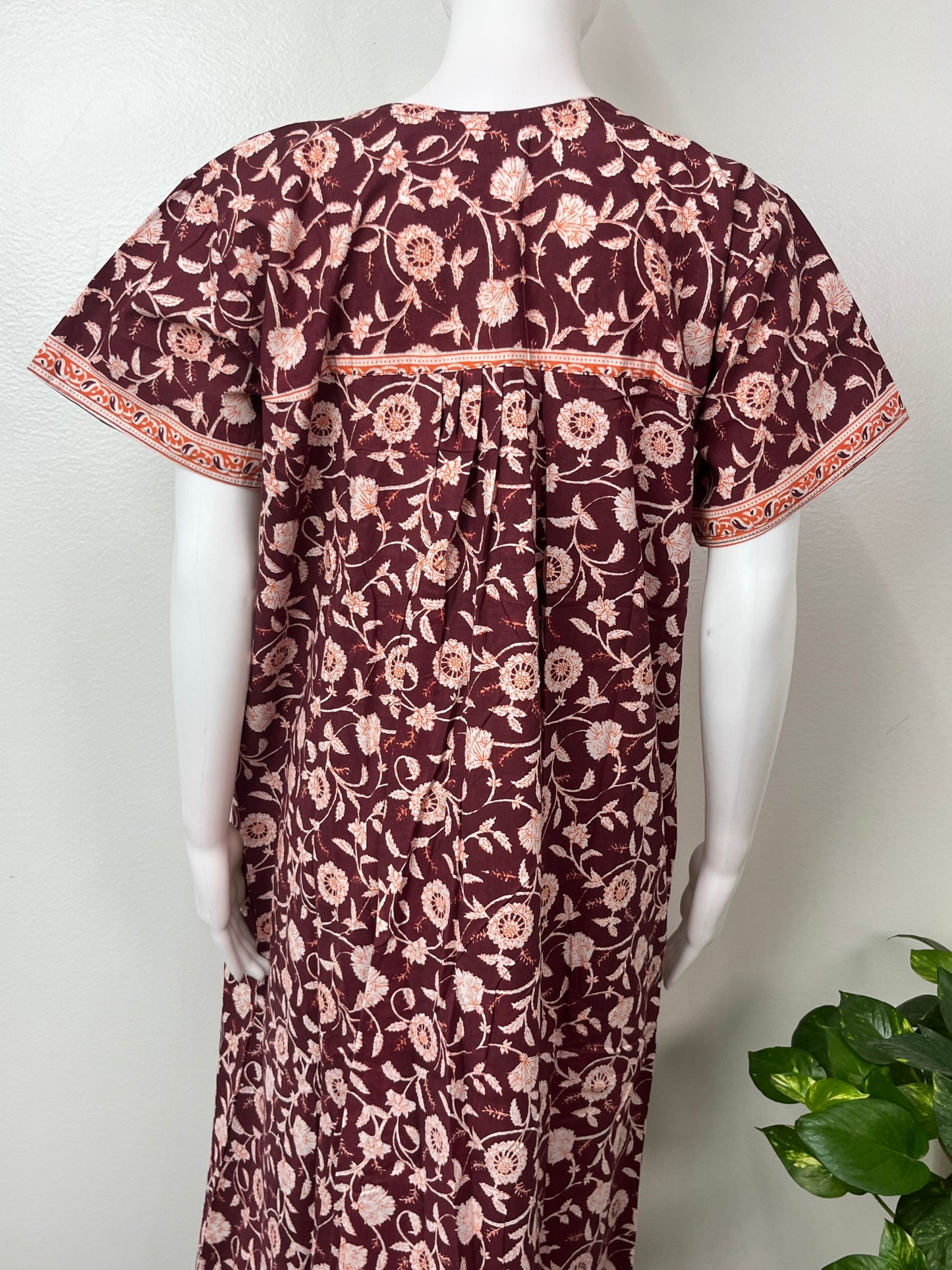 Maroon Printed Pure Cotton Nightgown