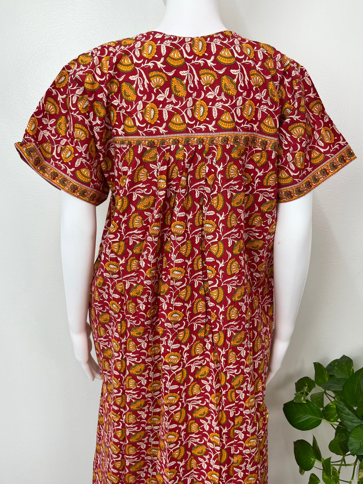 Red Floral 100% Cotton Nighty for Women
