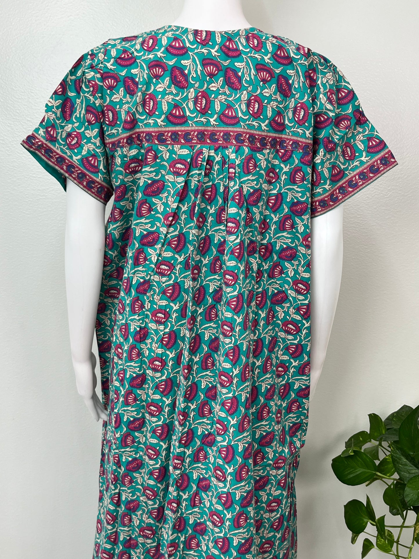 Sea Green Floral Printed Cotton Nightgown