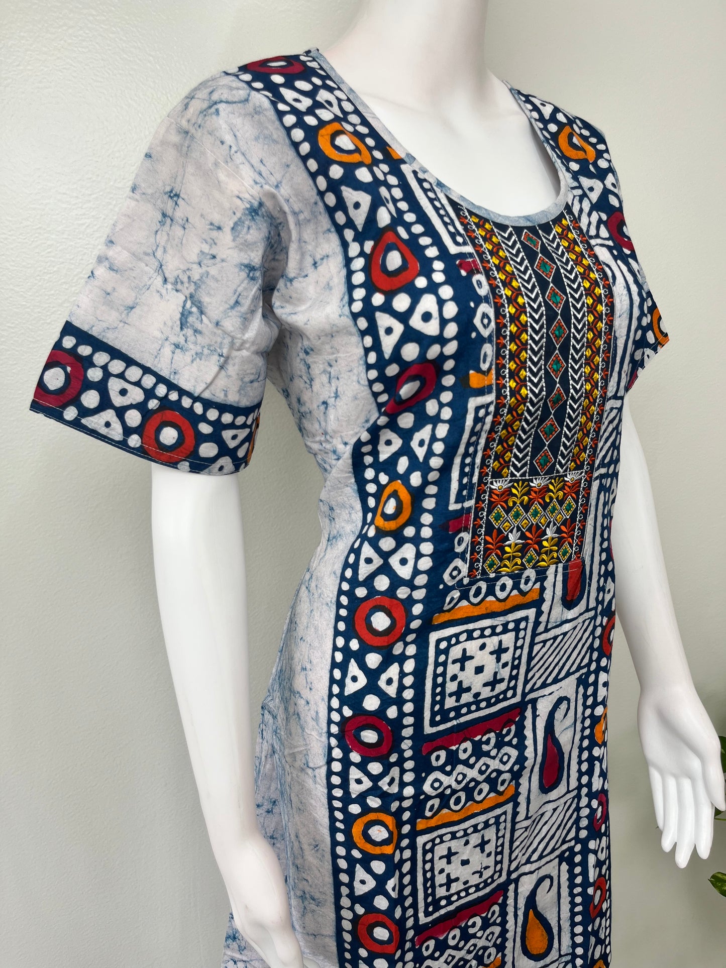 Blue Batik Pure Cotton Nightgown for Women