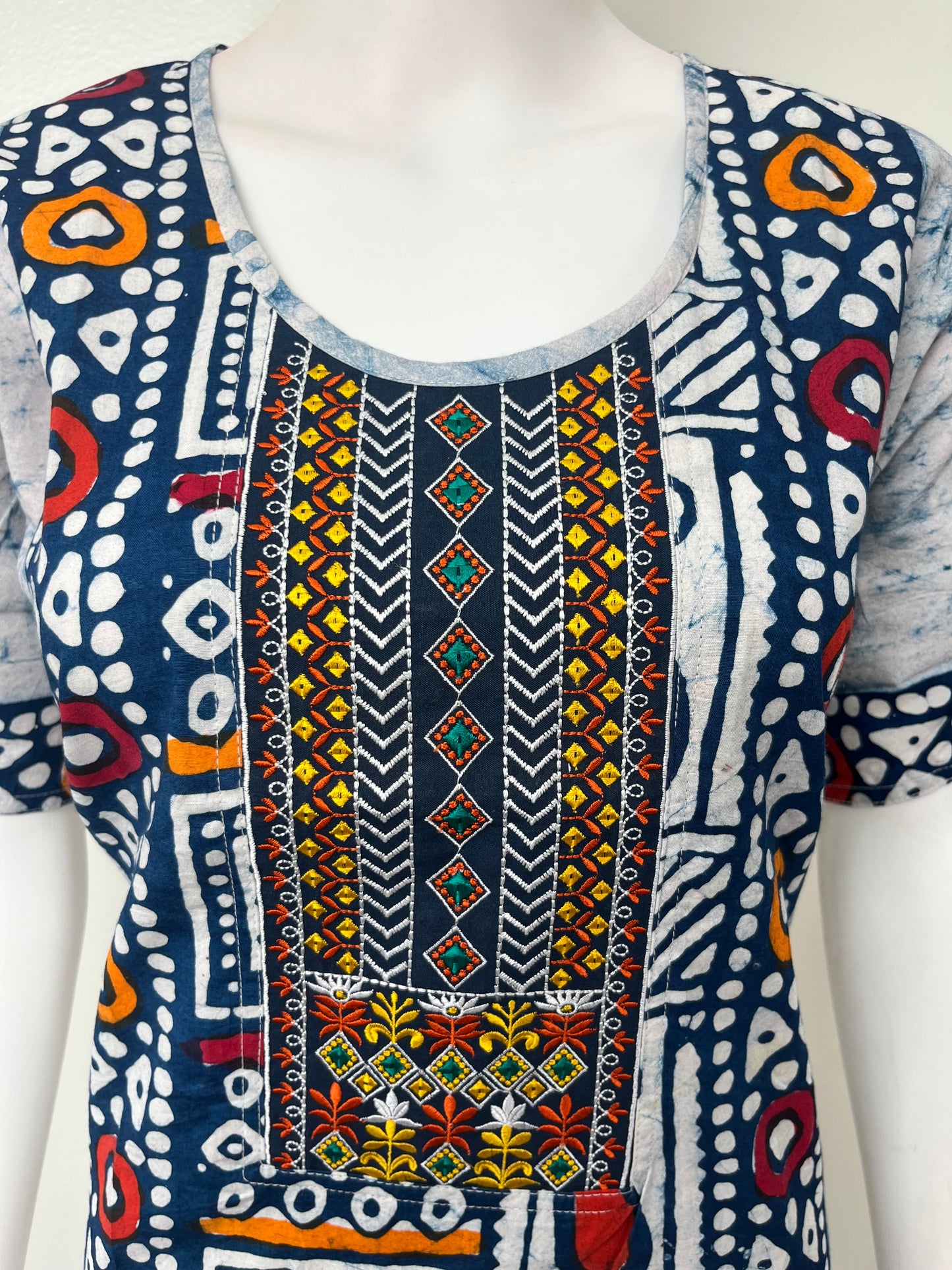 Blue Batik Pure Cotton Nightgown for Women