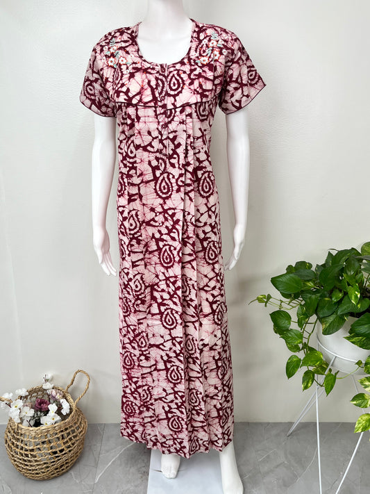 Red Pure Cotton Nighty Elegant & Breathable