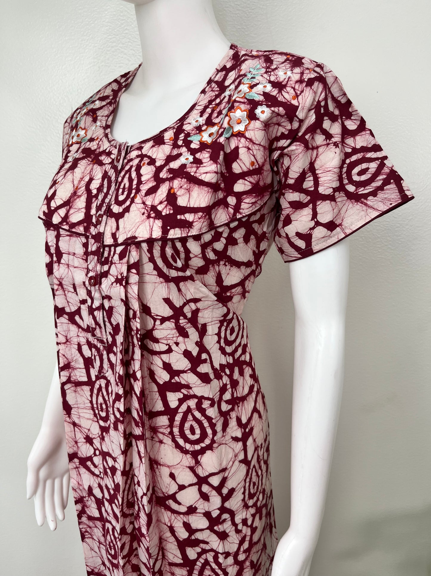 Red Pure Cotton Nighty Elegant & Breathable