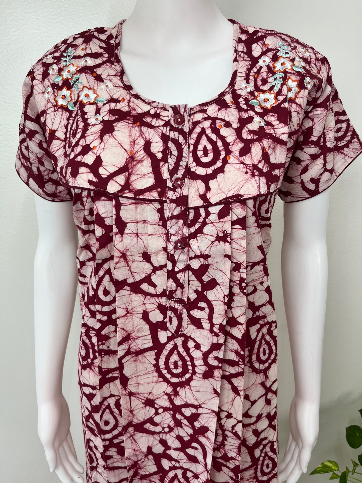 Red Pure Cotton Nighty Elegant & Breathable