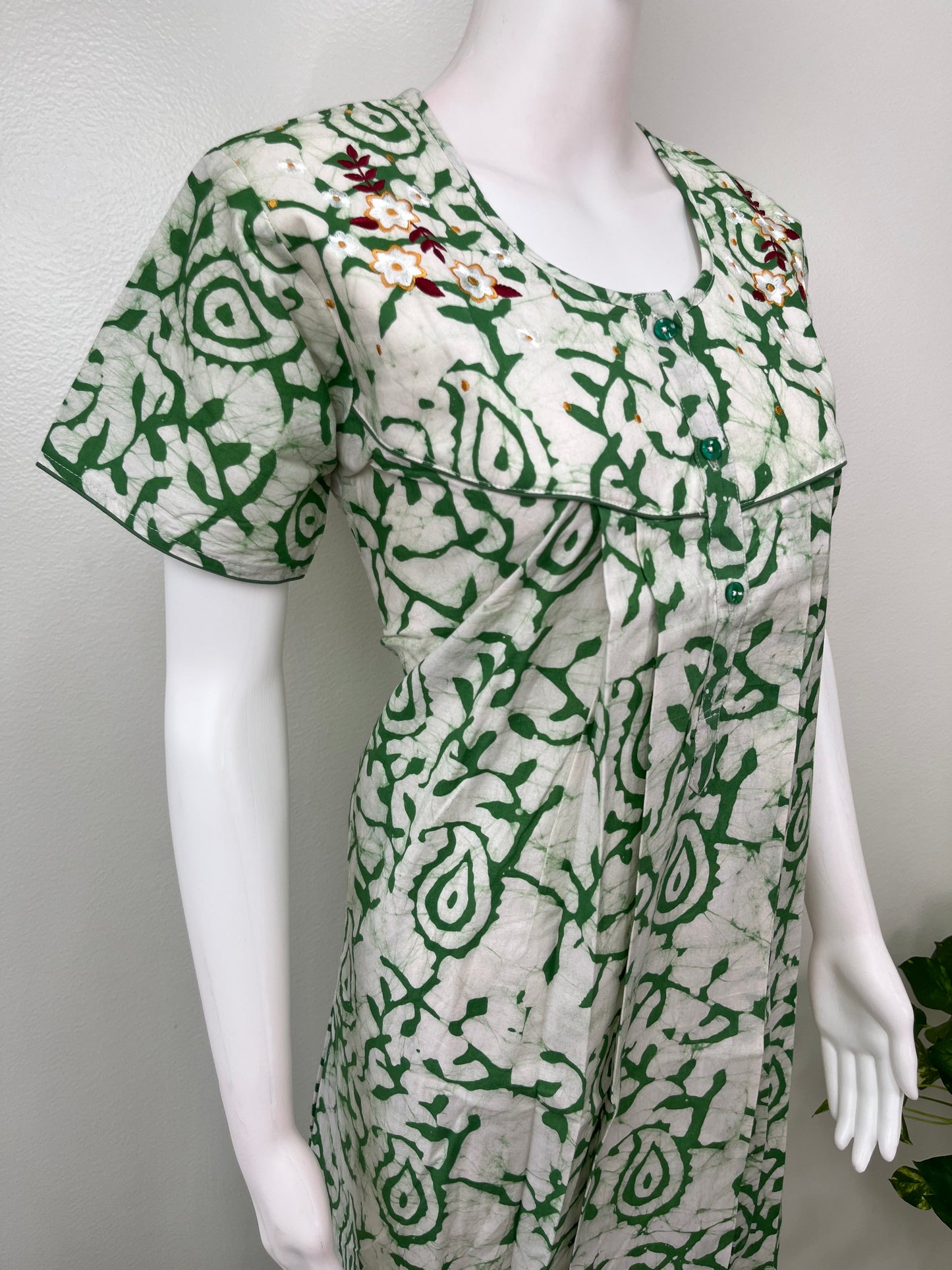 Green Batik Pure Cotton Nighty Soft & Breathable