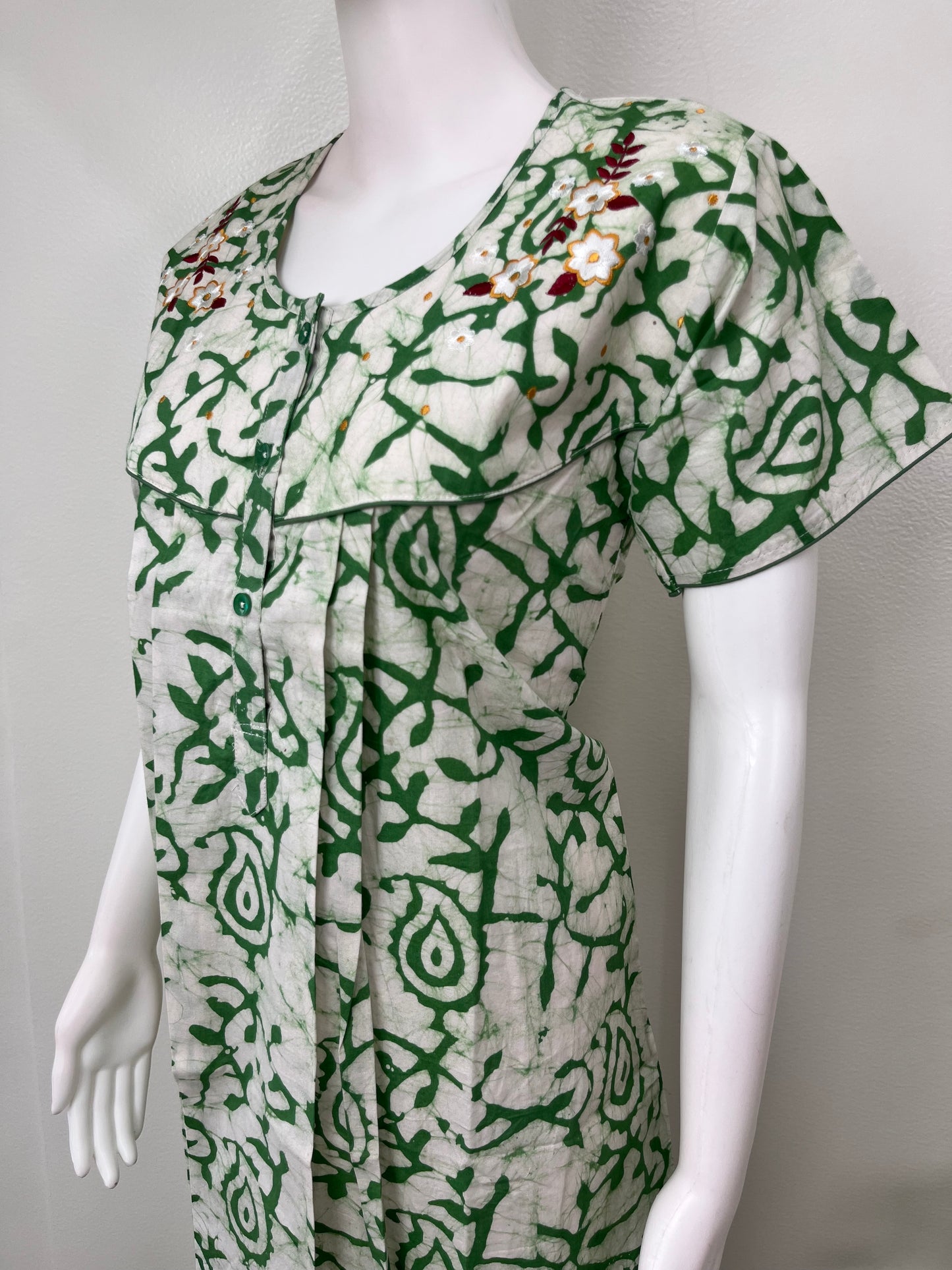 Green Batik Pure Cotton Nighty Soft & Breathable