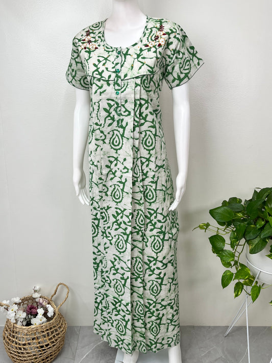 Green Batik Pure Cotton Nighty Soft & Breathable