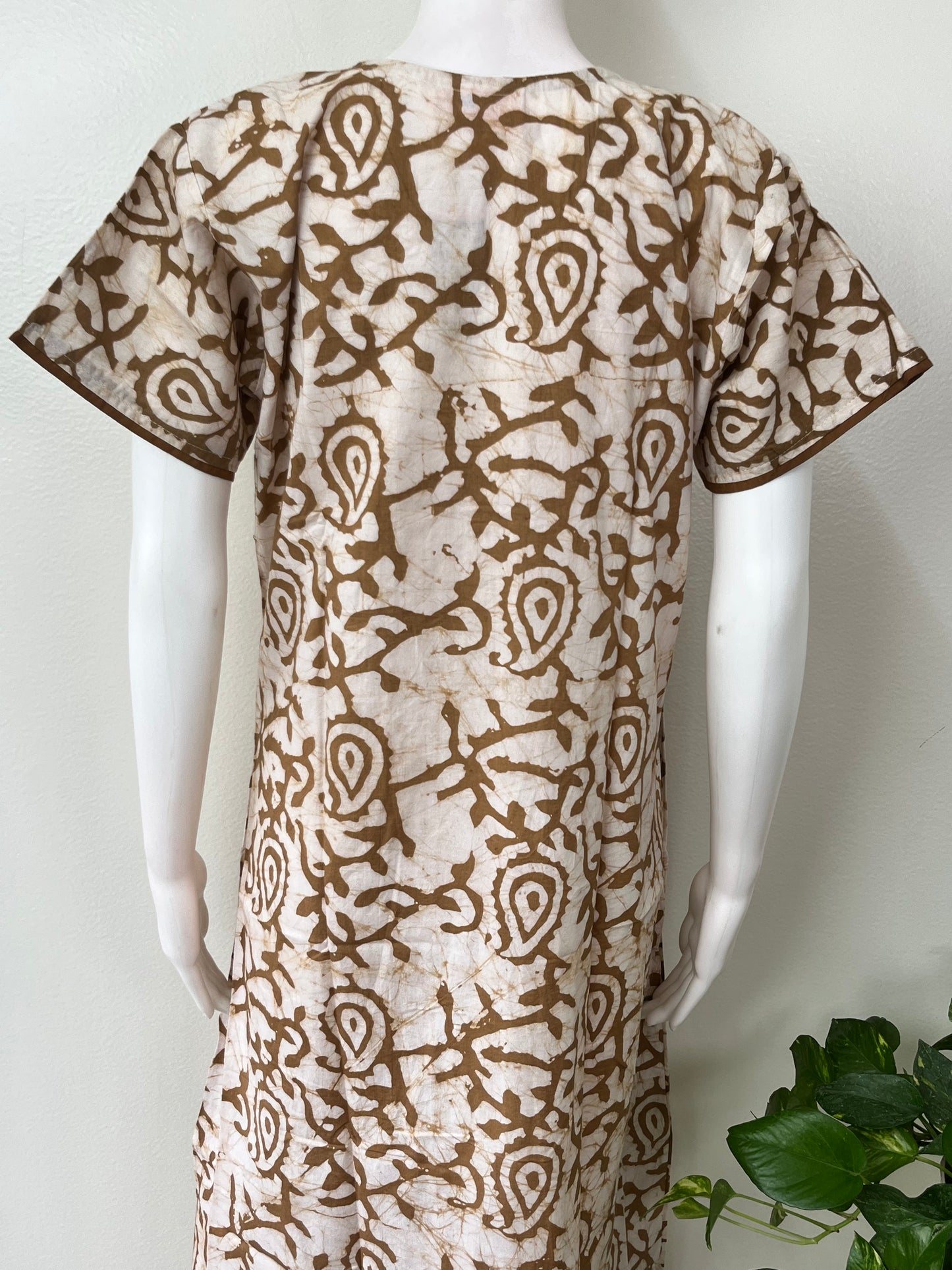 Brown Batik Printed Pure Cotton Nightgown