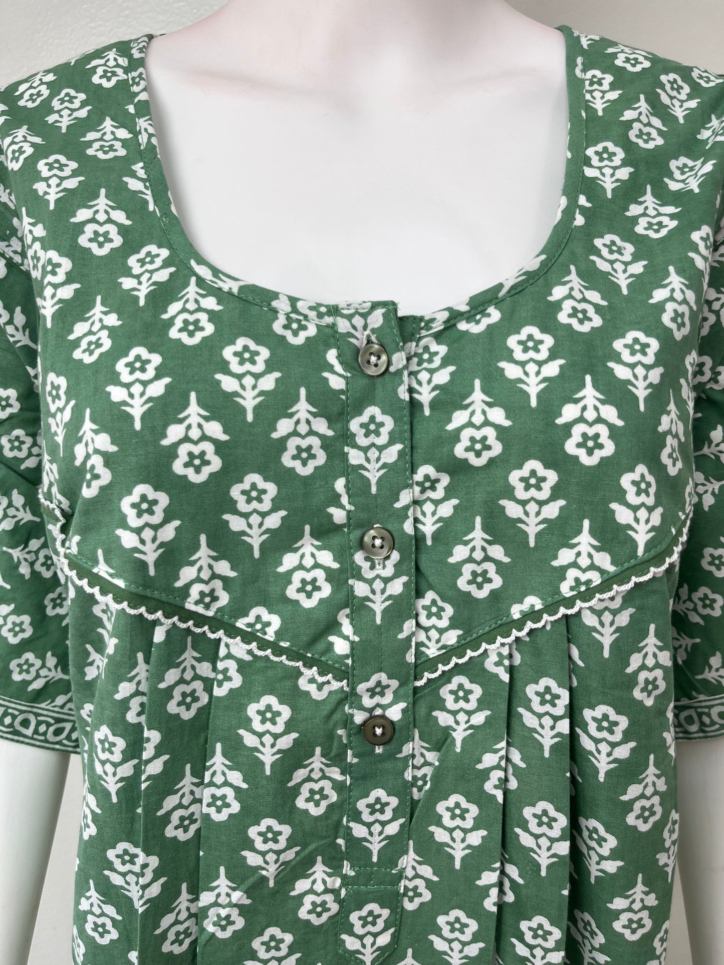 Green 100% Cotton Nightgown for Women
