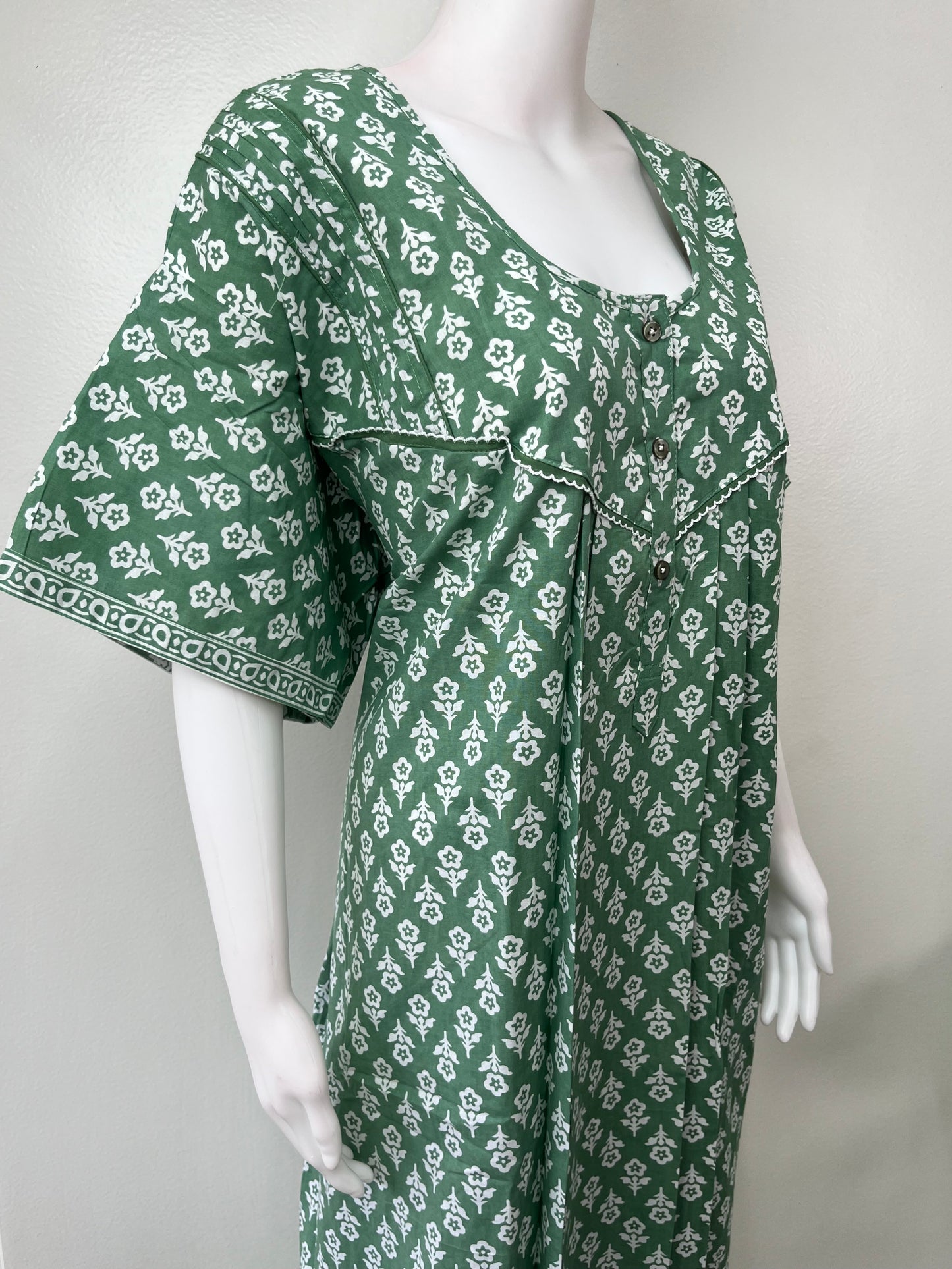 Green 100% Cotton Nightgown for Women