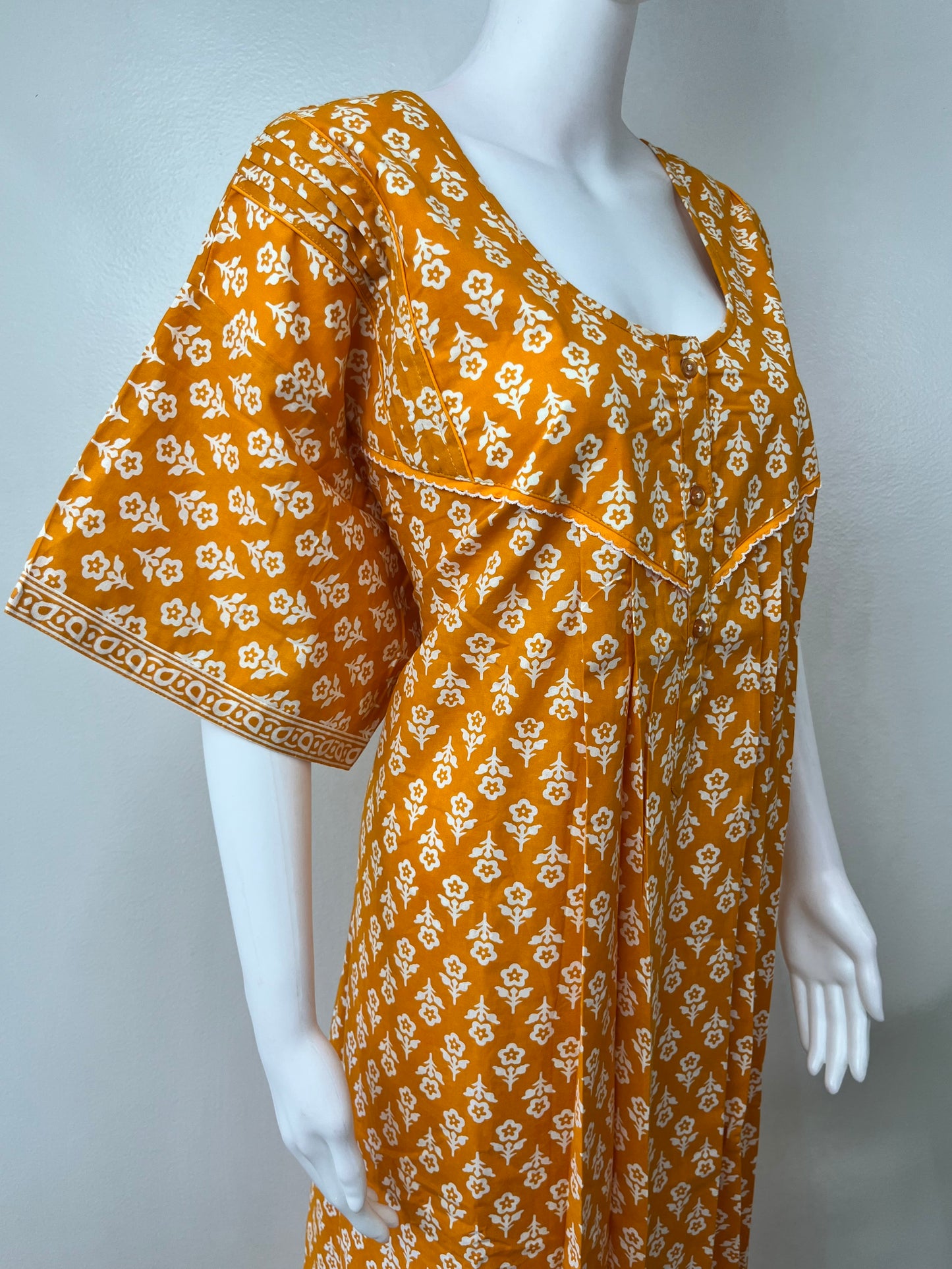 Mustard 100% Cotton Nightgown Elegant & Comfortable