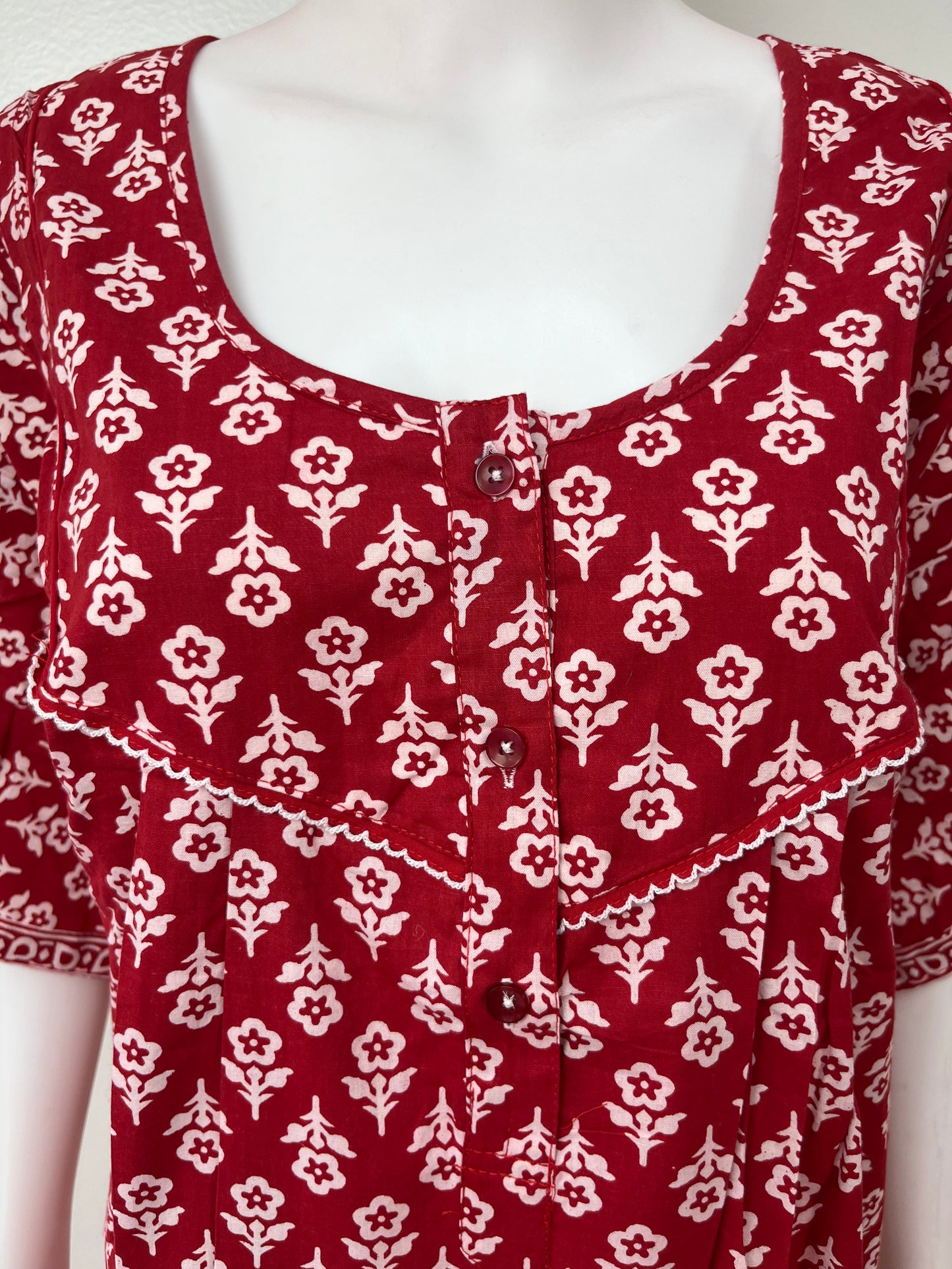 Red Printed Pure Cotton Nightgown