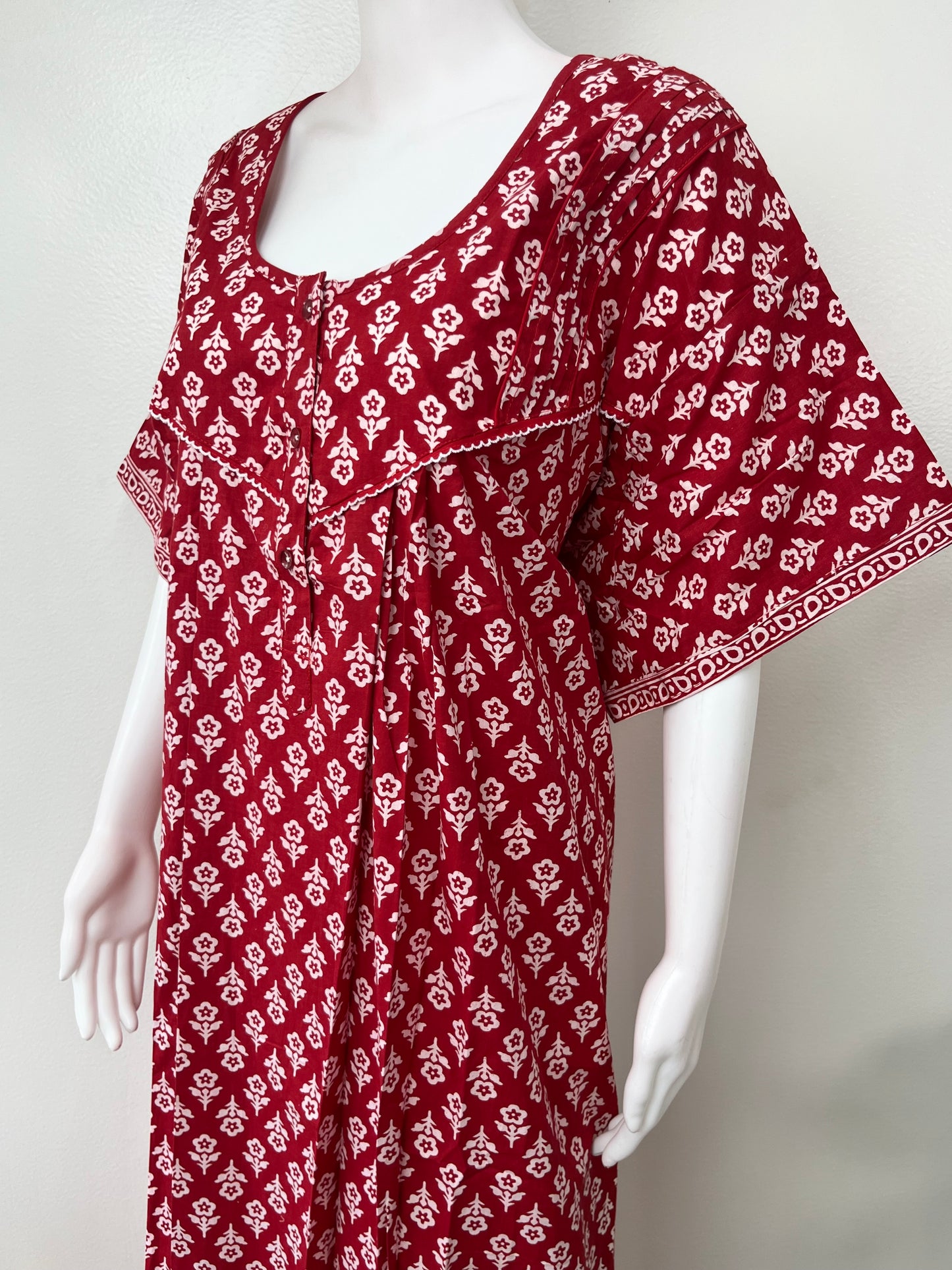 Red Printed Pure Cotton Nightgown