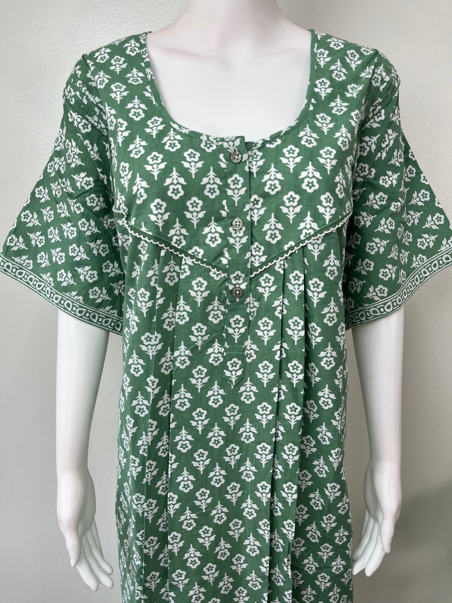Green 100% Cotton Nightgown for Women