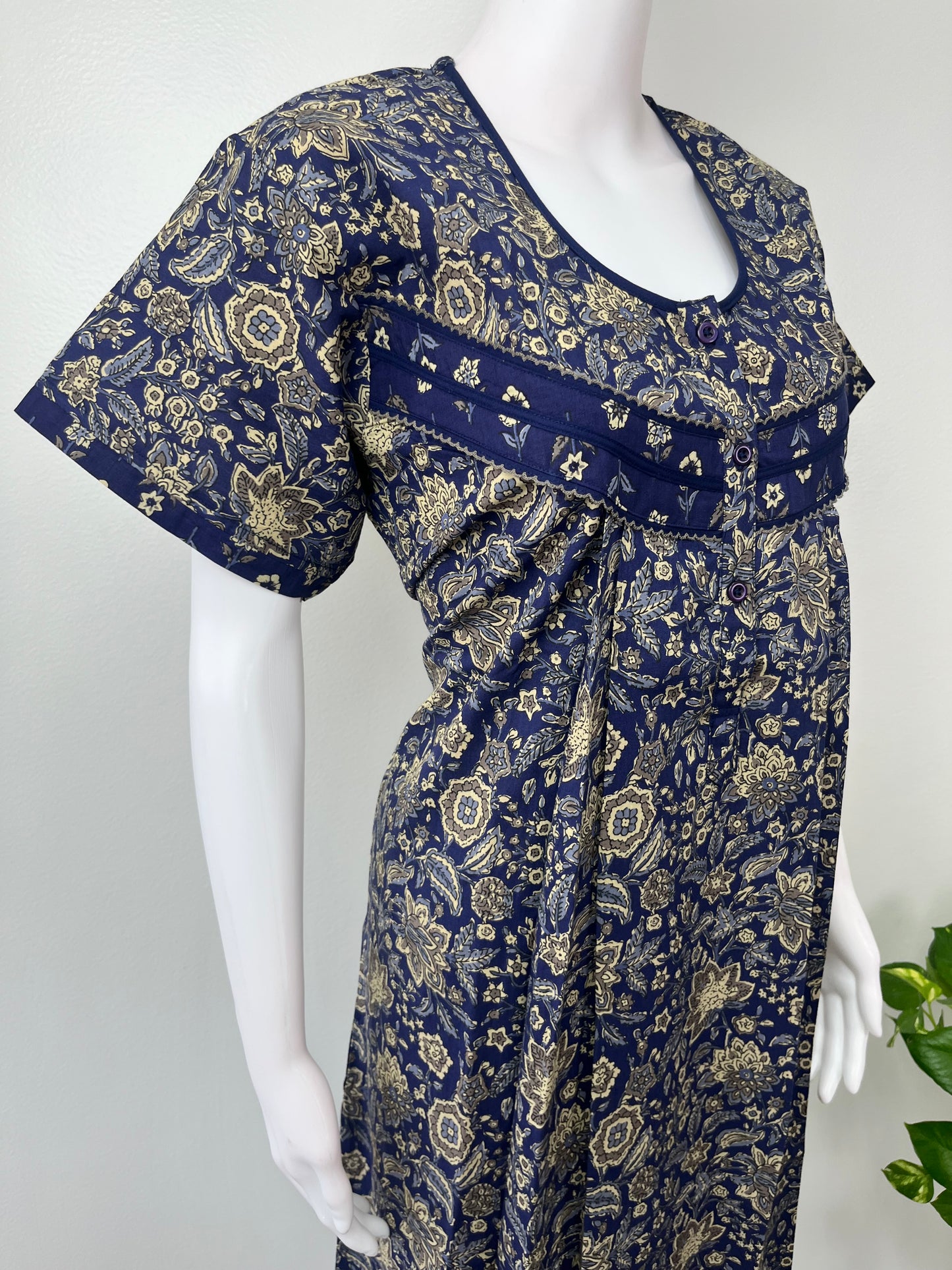 Navy Blue 100% Cotton Nighty Elegant & Comfortable