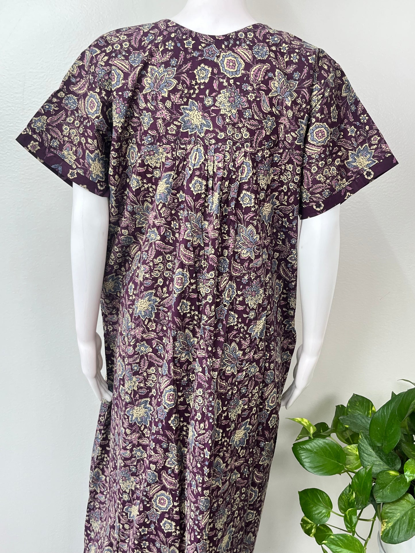 Purple Printed 100% Cotton Nightgown Soft & Comfortable