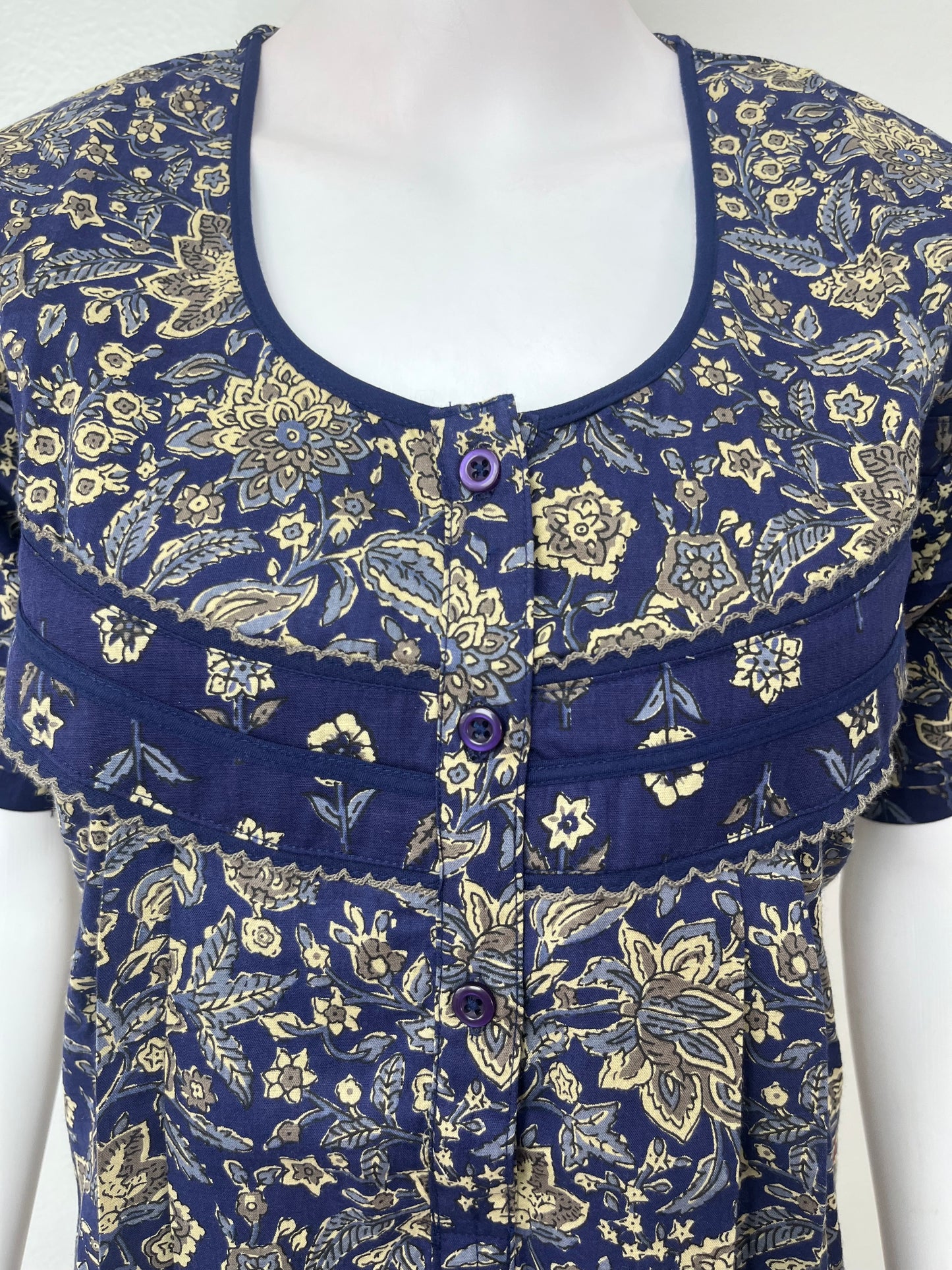 Navy Blue 100% Cotton Nighty Elegant & Comfortable