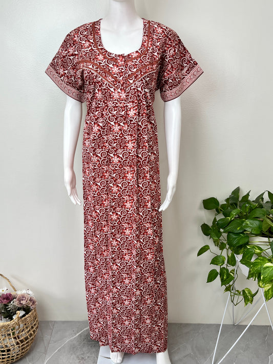 Brown 100% Cotton Women's Nightgown