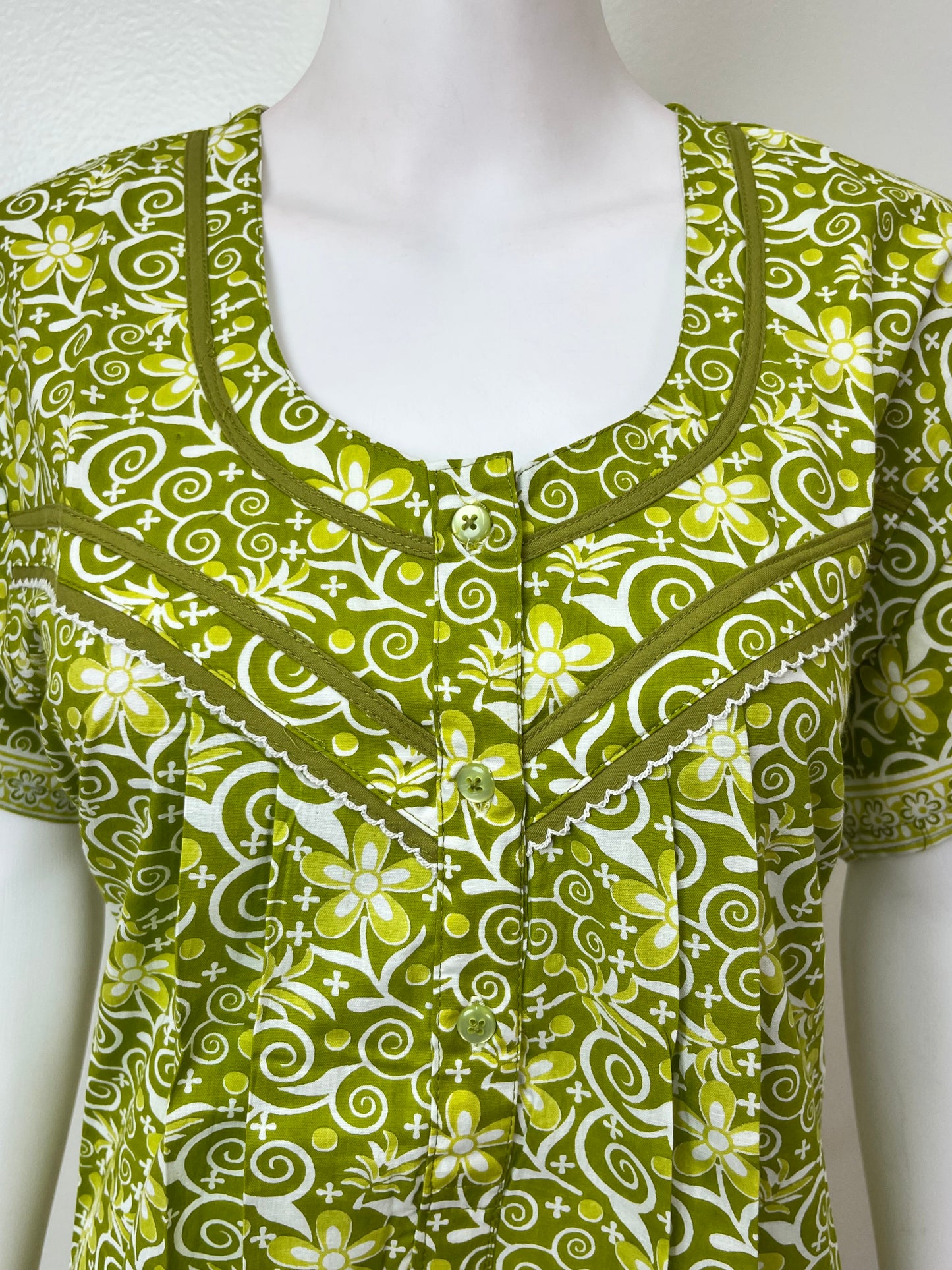 Lime Green Pure Cotton Nightgown Soft & Comfortable